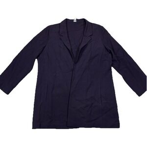 Eileen Fisher Wool Blend Open Face Blaze Plum Purple Women's XL Italian Fabric